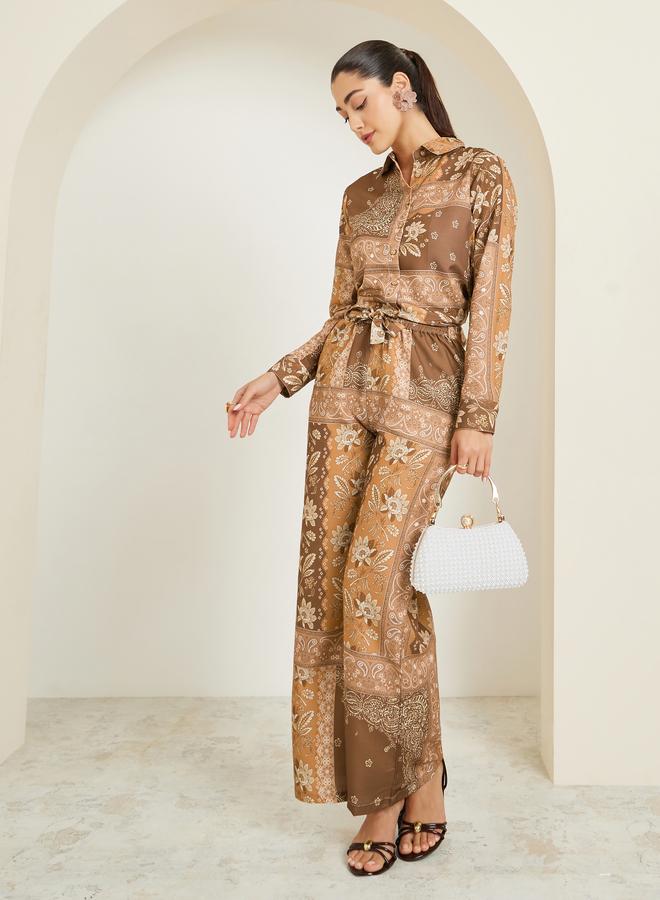 Styli Printed Shirt and Wide Leg Pants Co-ords - Image 3