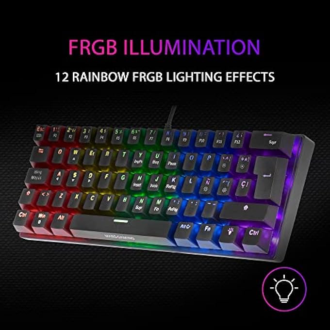 rayihni MKMINIPRO, ULTRA-COMPACT 60% MECHANICAL KEYBOARD, HOT-SWAPPABLE MECHANICAL SWITCHES, CHROME RGB LIGHTING, ANTI-GHOSTING GAMING KEYBOARD, MULTI-PLATFORM, SILENT SWITCH, US, BLACK - Image 3