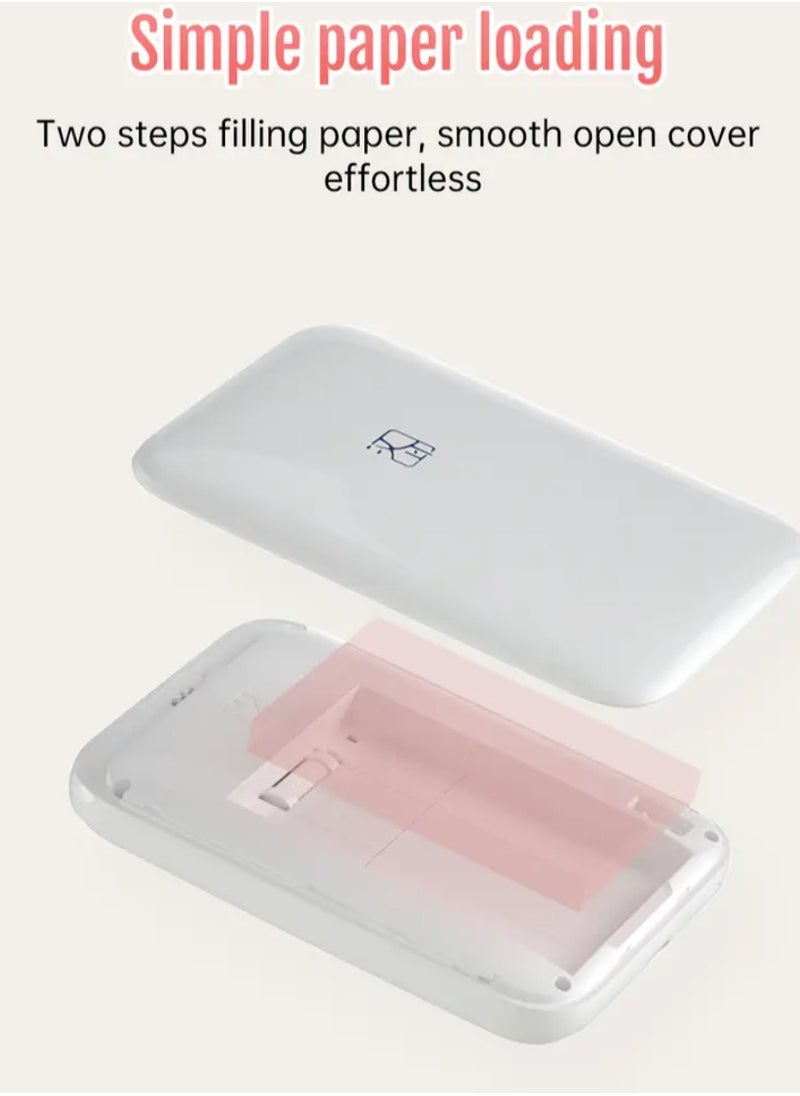 Wireless Portable Photo Printer Mini Color Printer Compatible with iOS/Android Wireless Devices, ZINK Printing, Portable Pocket Smart Printing Mobile Direct Connection Printing, Colorful High-definition Restoration