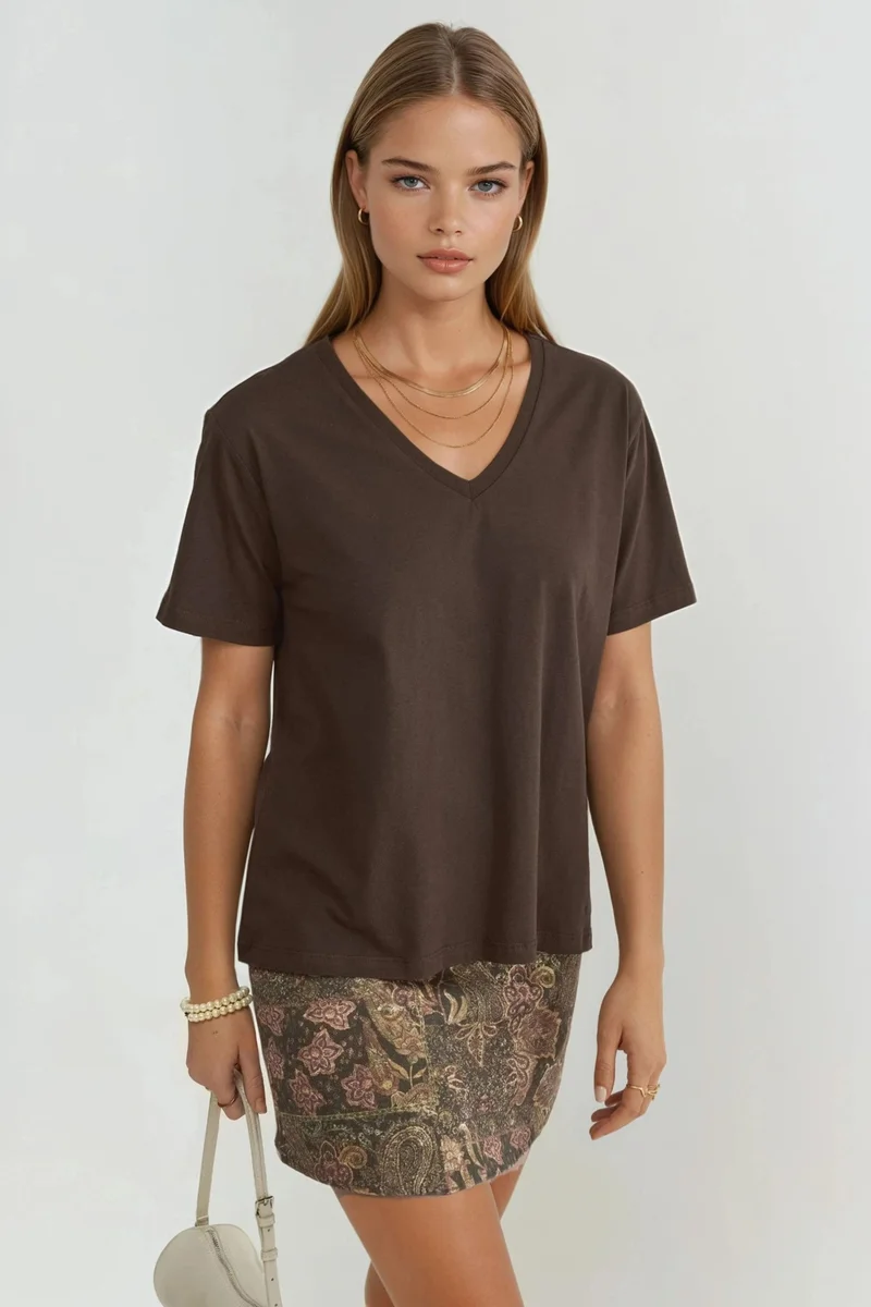 Busem BUSEM V-Neck Solid Knit T-Shirt