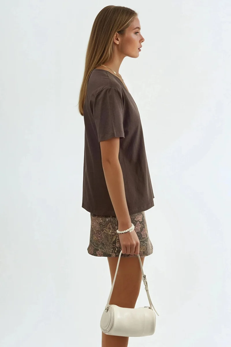 Busem BUSEM V-Neck Solid Knit T-Shirt