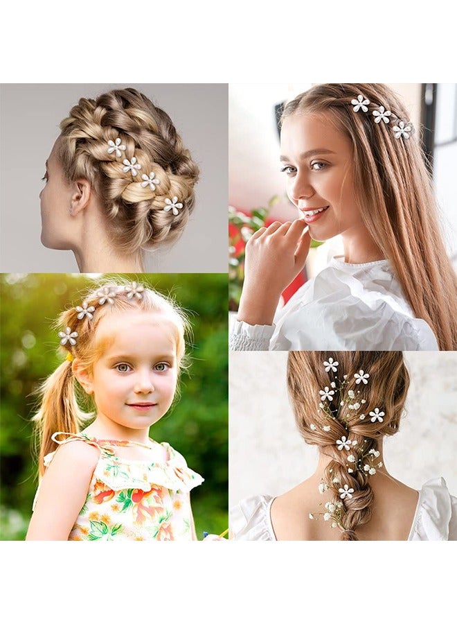 10 Pcs Small Mini Pearl Claw Clips with Flower Design, Sweet Artificial Bangs Clips Decorative Hair Accessories for Women Girls - Image 2