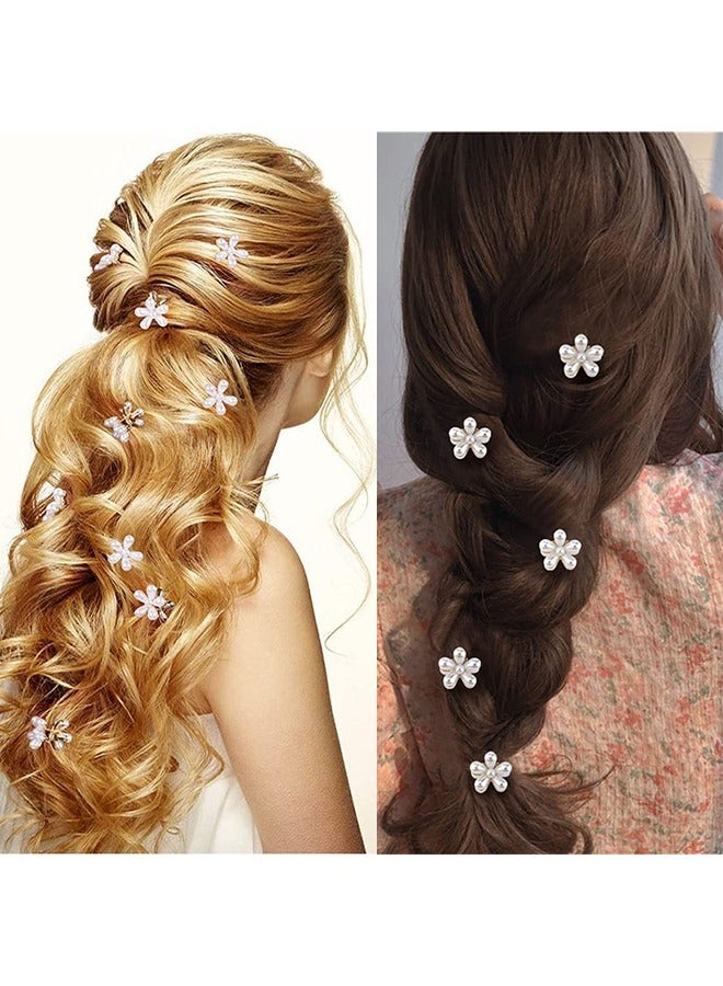 10 Pcs Small Mini Pearl Claw Clips with Flower Design, Sweet Artificial Bangs Clips Decorative Hair Accessories for Women Girls - Image 3
