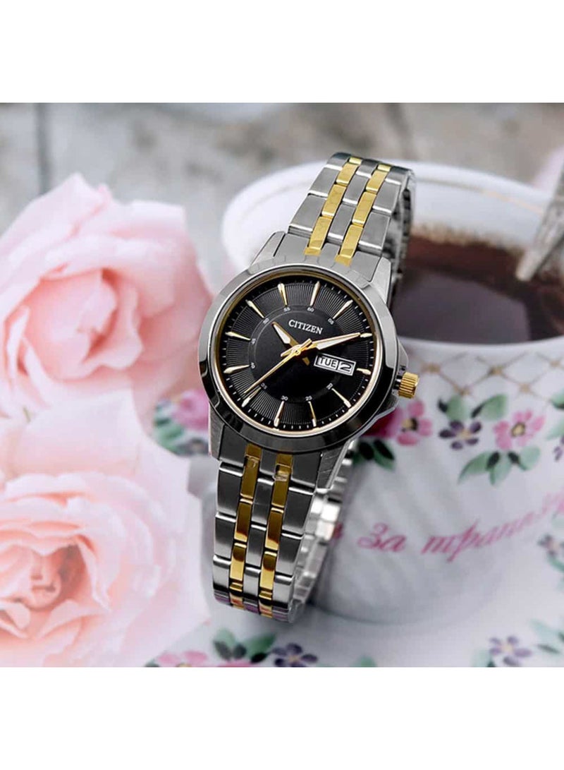 Citizen EQ0608-55E Ladies Two-Tone Stainless Steel Watch with Black Dial - Image 3