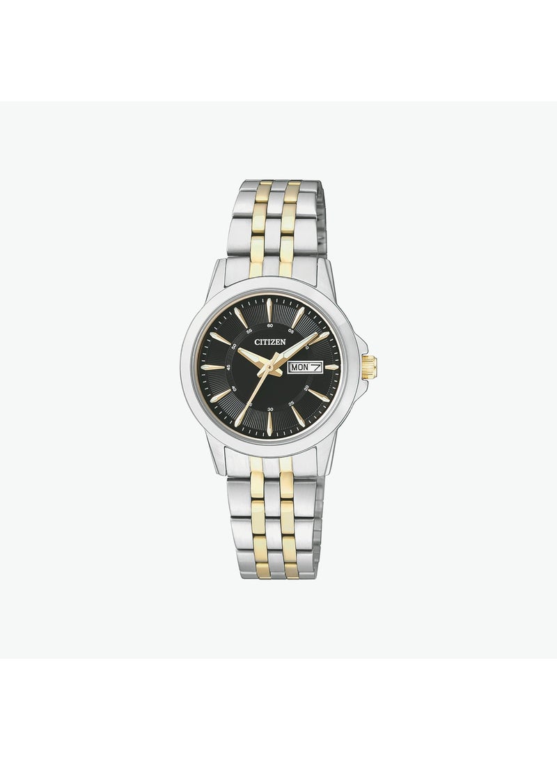 Citizen EQ0608-55E Ladies Two-Tone Stainless Steel Watch with Black Dial - Image 1