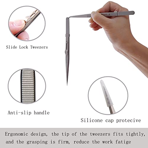 Yababa Tweezers, 5Pcs Precision Tweezers Set - Anti - Static Stainless Steel Tweezers for Electronics, Jewelry Making, Medical and Laboratory Work, Craft, Model Building, Soldering, Watch, Car Repair, Etc - Image 3