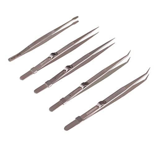 Yababa Tweezers, 5Pcs Precision Tweezers Set - Anti - Static Stainless Steel Tweezers for Electronics, Jewelry Making, Medical and Laboratory Work, Craft, Model Building, Soldering, Watch, Car Repair, Etc - Image 2