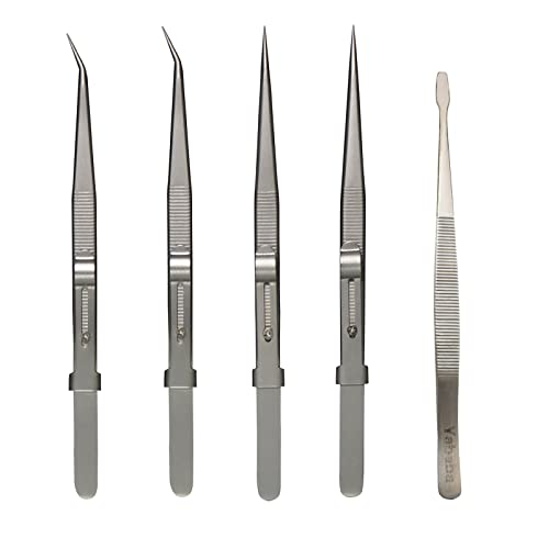 Yababa Tweezers, 5Pcs Precision Tweezers Set - Anti - Static Stainless Steel Tweezers for Electronics, Jewelry Making, Medical and Laboratory Work, Craft, Model Building, Soldering, Watch, Car Repair, Etc - Image 1