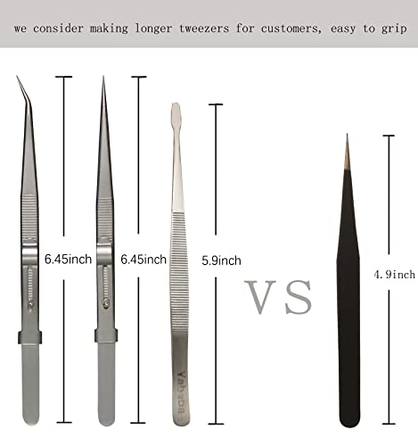 Yababa Tweezers, 5Pcs Precision Tweezers Set - Anti - Static Stainless Steel Tweezers for Electronics, Jewelry Making, Medical and Laboratory Work, Craft, Model Building, Soldering, Watch, Car Repair, Etc - Image 4