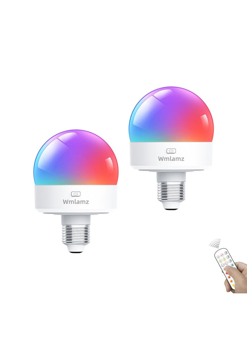 Wmlamz Wmlamz Rechargeable Smart Light Bulbs, With Remote E26/E27 LED Emergency Lightbulbs RGBCW Color With Timer Dimmable For Wall Wireless Sconce  - Image 1