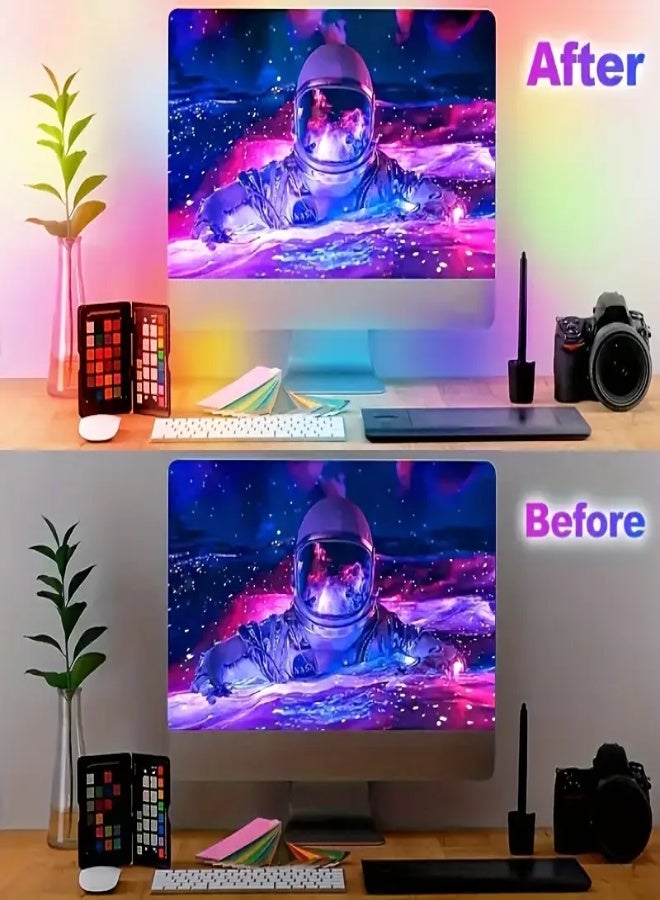 AROAQ 3-in-1 32-inch Display with RGB Ambient Creative Smart Light, RGB Phosphorescent Screen Light, USB Powered, 4-Key USB Wired Dimming Color Mode for Office Gaming and Showcase Decorative Vivid Lighting Set - Image 4
