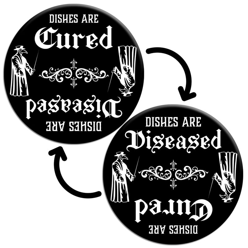 Gothic Plague Doctor Mask Dishwasher Magnet Clean Dirty Sign for Witchy Kitchen Decor Quirky Home Office Accessory Ideal Gift Dark Academia Skeleton Ghost Theme Spooky Apartment Essentials