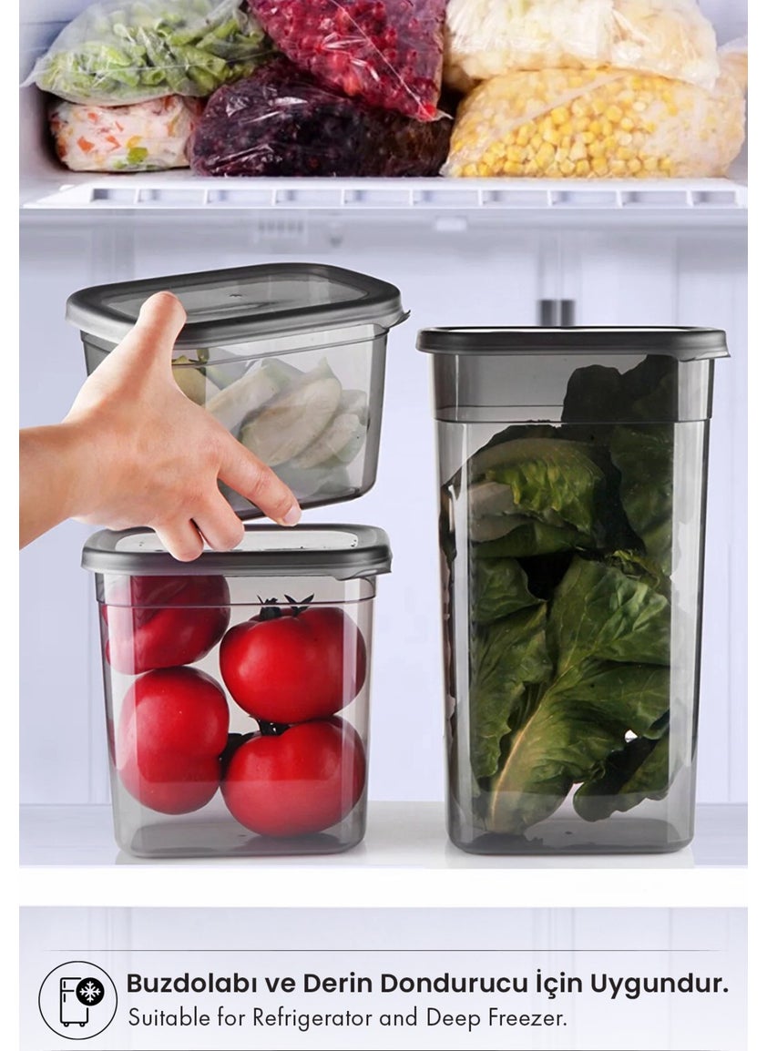 Kitchen Life - طقم حاويات تخزين الطعام المربعة الحديثة المكون من 18 قطعة (1750 مل X6 - 1200 مل X6 - 450 مل X6) رف التوابل - Image 1
