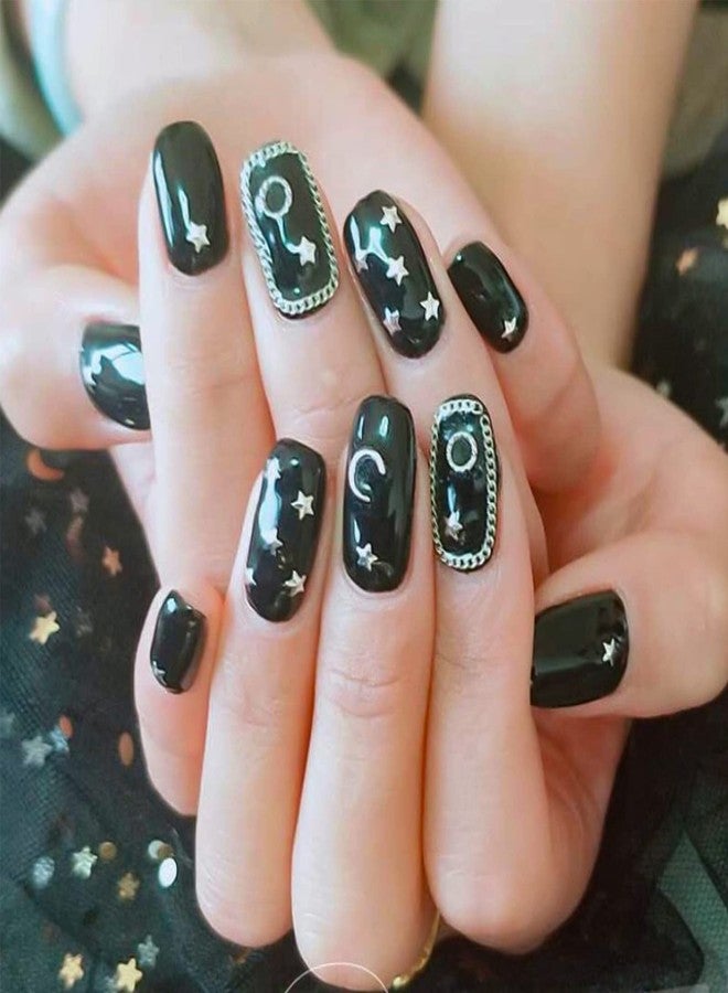 NICENEEDED 12 Strips Metal Nail Art Chains, 50cm Long Nail Jewelry Chains Nail Decorations with Box, 3D Gold & Silver & Black Nail Chains Nail Ornaments Nail Art Studs for Manicure Decoration & DIY - Image 5