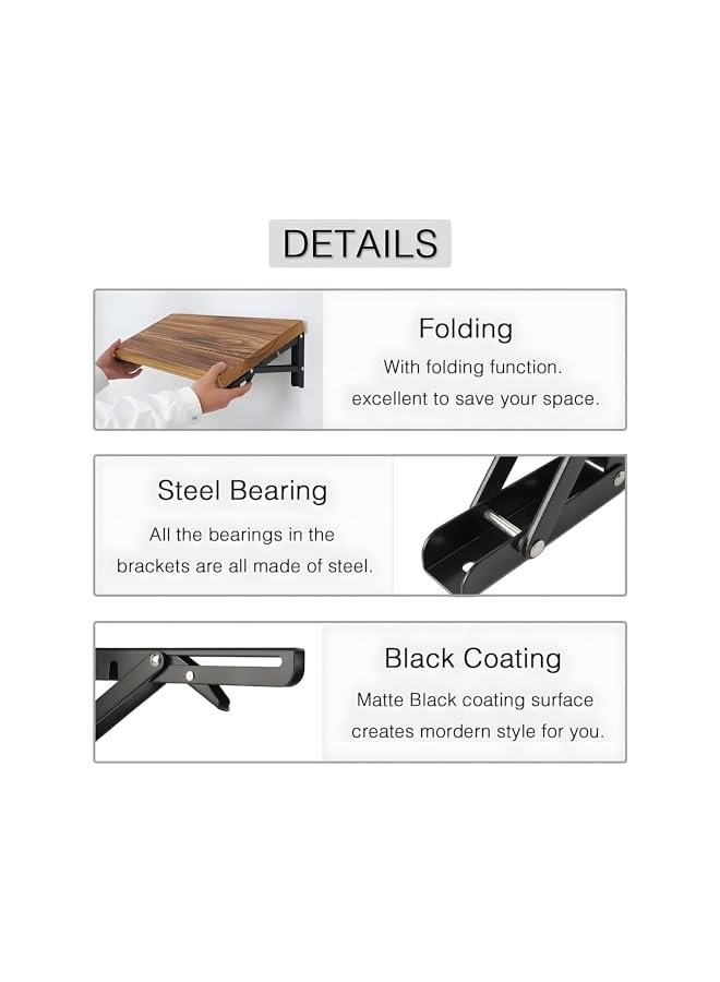 The Bros The Bros Floating Shelf Brackets, 2 Pcs Wall Shelf Brackets 18 Inch, Heavy Duty Bracket Corner Brace Support, Metal Joint Angle Bracket for Hanging, DIY Wall Mounted Folding Table Hinge  - Image 2