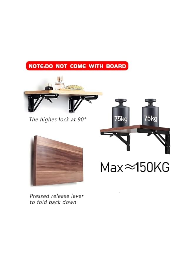 The Bros The Bros Floating Shelf Brackets, 2 Pcs Wall Shelf Brackets 18 Inch, Heavy Duty Bracket Corner Brace Support, Metal Joint Angle Bracket for Hanging, DIY Wall Mounted Folding Table Hinge  - Image 4