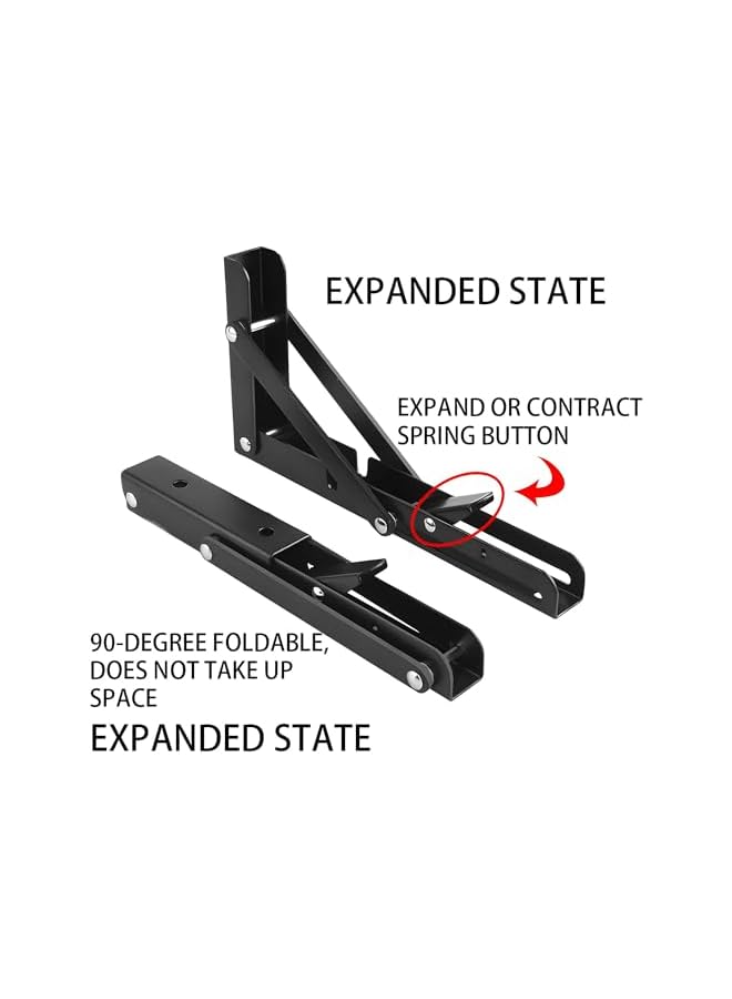 The Bros The Bros Floating Shelf Brackets, 2 Pcs Wall Shelf Brackets 18 Inch, Heavy Duty Bracket Corner Brace Support, Metal Joint Angle Bracket for Hanging, DIY Wall Mounted Folding Table Hinge  - Image 3