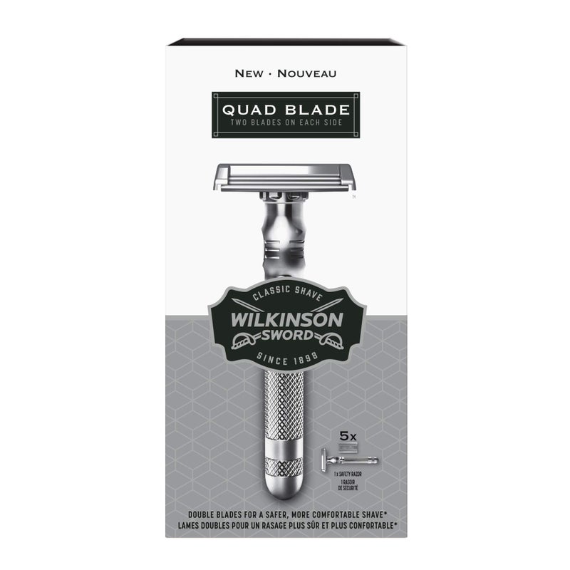 Wilkinson Sword Quad Blade Razor for Men With 5 Quad Blade Razor Refills - Image 1