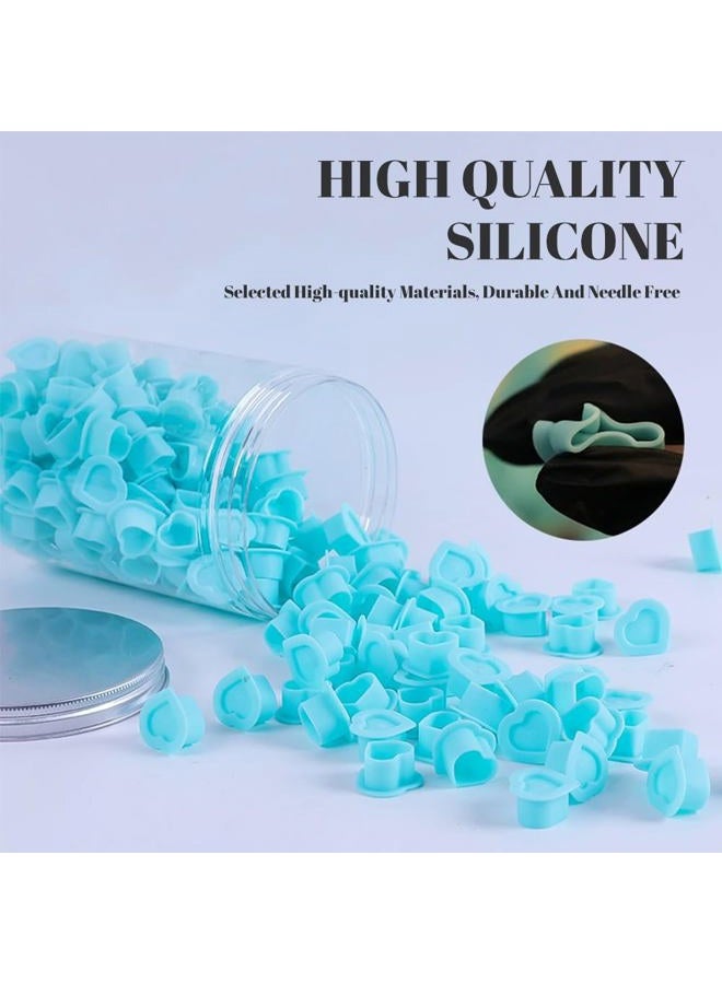 IFERO 200Pcs Heart Ink Caps with Base Silicone Disposable Tattoo Pigment Cup for Tattooing Supplies, Soft Silicone Ink Caps (Black) - Image 3