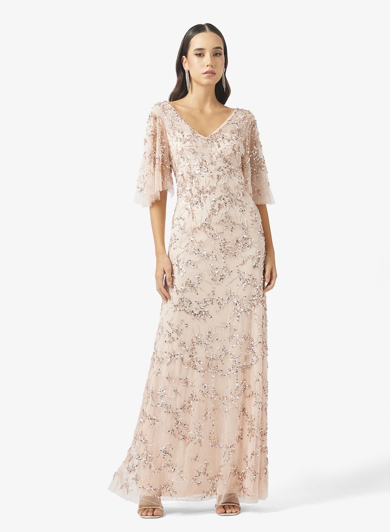 Namshi x Beaded Embellished A Line Dress - Image 1