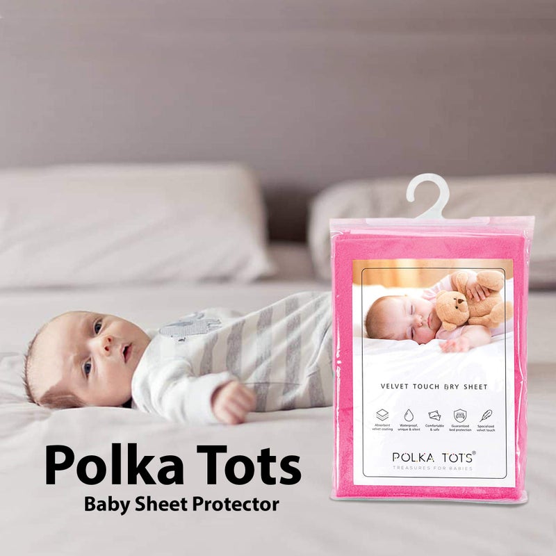 POLKA TOTS Waterproof & Reusable Baby Bed Protector Absorbent Mat Dry Sheet for New Born Infants (Rose Pink, 140 X 200 CM, Extra Large) - Image 2