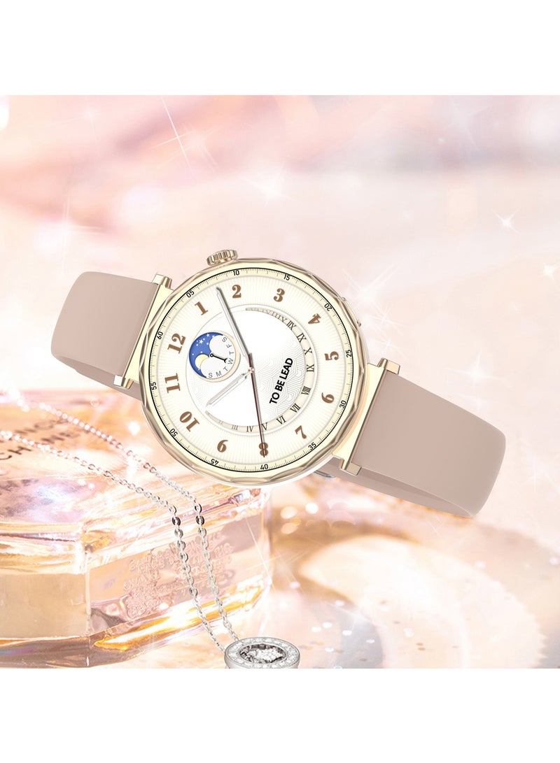 رولستيمي ساعة ذكية للسيدات ، تصميم حزام رفيع ، شاشة عالية الوضوح مقاس 1.6 بوصة ، مقاومة للماء بدرجة نانو آي بي 68 ، بطارية طويلة 350 مللي أمبير في الساعة ، مكالمة بلوتوث ذكية ، متوافقة مع أندرويد وآي أو إس ، ساعة ذكية ترفيهية ، إكس 200 شريط ذهبي وردي - Image 2