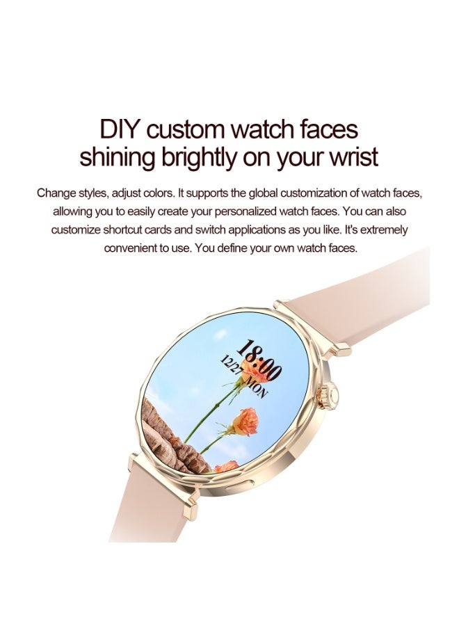 رولستيمي ساعة ذكية للسيدات ، تصميم حزام رفيع ، شاشة عالية الوضوح مقاس 1.6 بوصة ، مقاومة للماء بدرجة نانو آي بي 68 ، بطارية طويلة 350 مللي أمبير في الساعة ، مكالمة بلوتوث ذكية ، متوافقة مع أندرويد وآي أو إس ، ساعة ذكية ترفيهية ، إكس 200 شريط ذهبي وردي - Image 3
