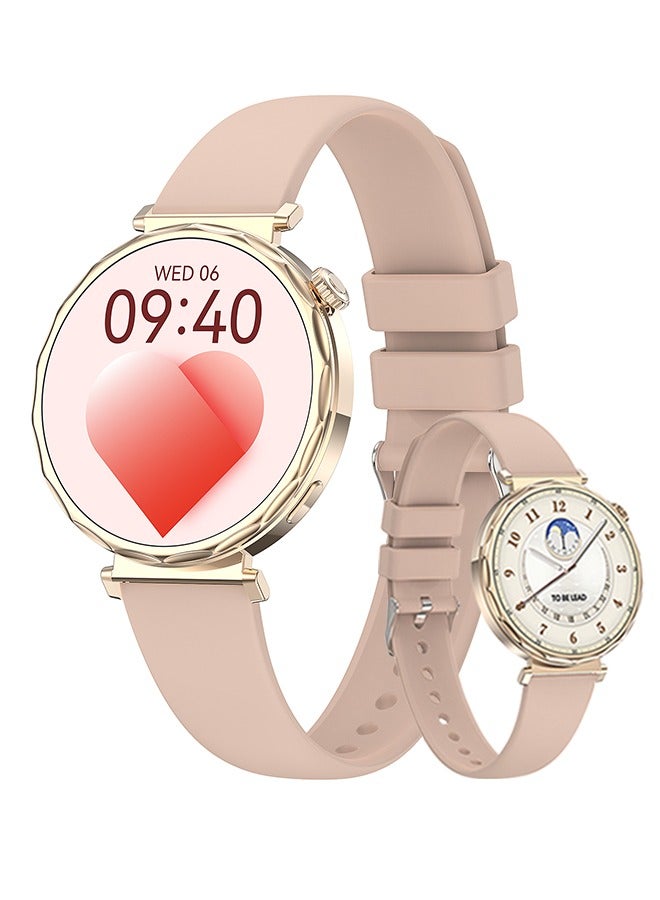 رولستيمي ساعة ذكية للسيدات ، تصميم حزام رفيع ، شاشة عالية الوضوح مقاس 1.6 بوصة ، مقاومة للماء بدرجة نانو آي بي 68 ، بطارية طويلة 350 مللي أمبير في الساعة ، مكالمة بلوتوث ذكية ، متوافقة مع أندرويد وآي أو إس ، ساعة ذكية ترفيهية ، إكس 200 شريط ذهبي وردي - Image 1