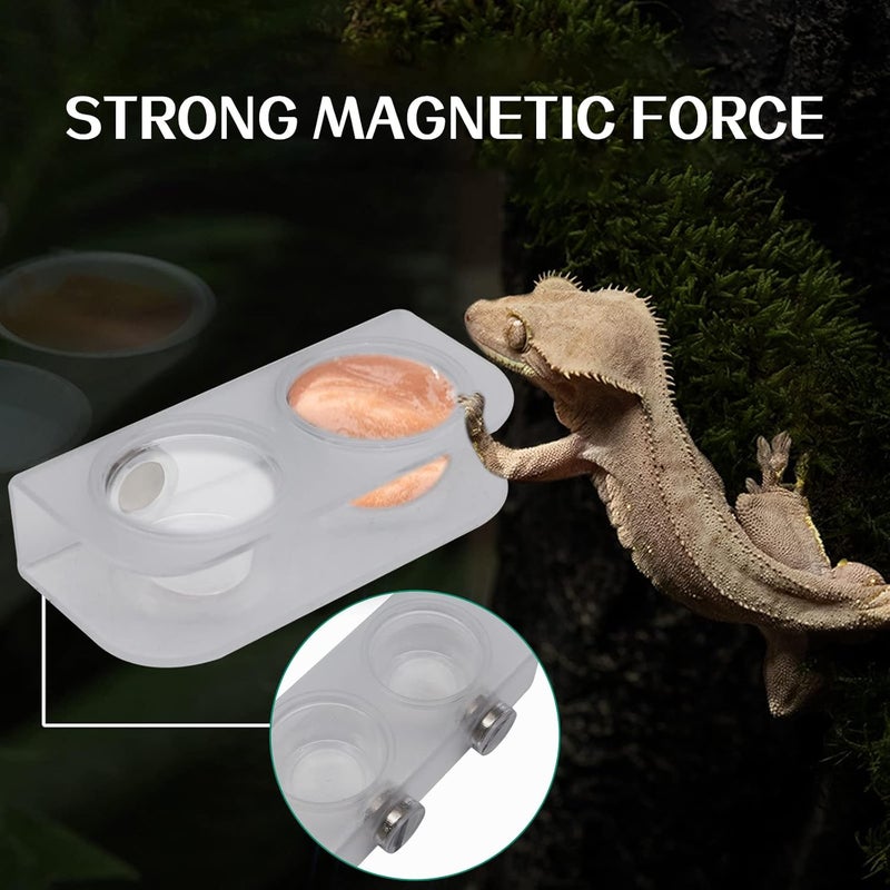 Abustle pig Magnetic Reptile Feeding Cups, Acrylic Gecko Feeding Ledge with 10 pcs Food Cups,Reptile Food and Water Dish Bowl for Geckos,Chameleon,Corn Snake,Iguana (F-2) - Image 5