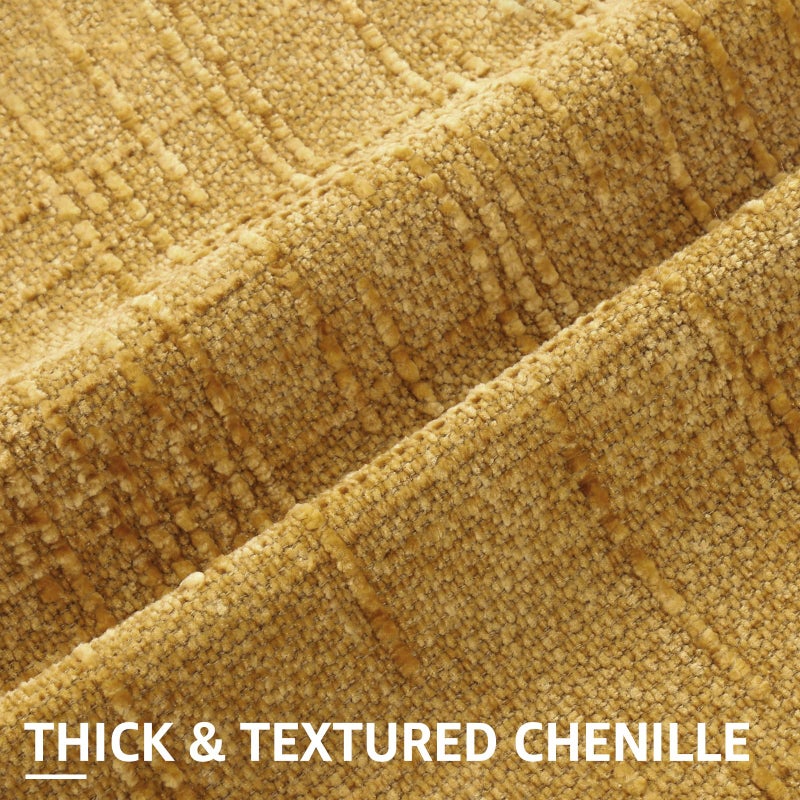 decorUhome Summer Mustard Yellow Chenille Throw Pillow Covers 18x18 Set of 2 Textured Soft Cozy Slubby Couch Pillow Covers Modern Farmhouse Boho Decorative Pillow Cases for Bed Sofa Living Room - Image 2