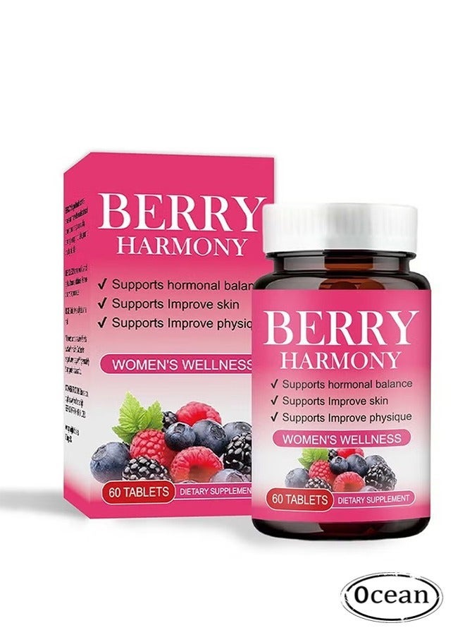 Ocean Berry Harmony Women Wellness Tablet, Supports Hormonal Balance, Supports Improve Skin and lmprove Physique, Regain Feminine Beauty, Dietary Supplement 60 Tablets - Image 1