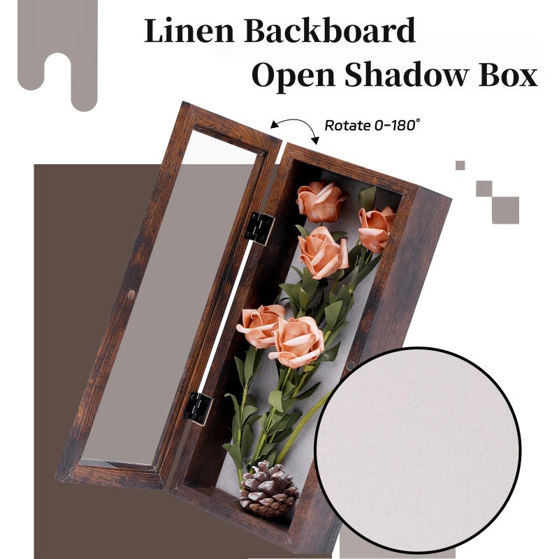 Muzilife 12.5x5 Shadow Box Picture Frame - 2.16"" Deep Wood & Glass Display Case Ready to Hang Memory Box Baby Sports Memorabilia  Wedding  Tickets  and Photos  Honey Brown - Image 4