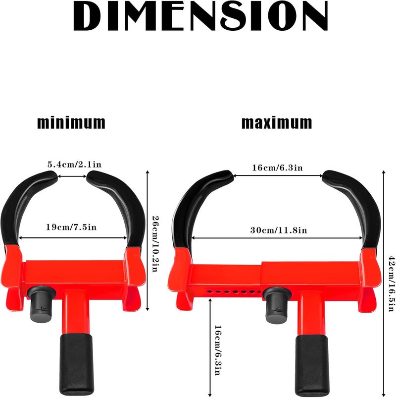 Tevlaphee Heavy Duty Universal Wheel Lock - Anti Theft Security for Cars, SUVs, Trailers, and More (Black-Red) - Image 2