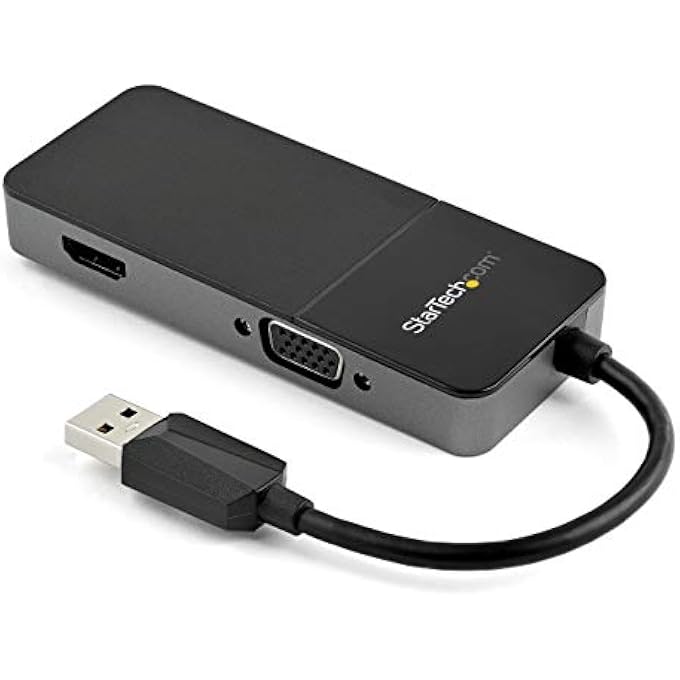 Startech.com .COM USB 3.0 TO HDMI AND VGA ADAPTER - 4K/1080P USB TYPE-A DUAL MONITOR MULTIPORT ADAPTER CONVERTER - EXTERNAL VIDEO GRAPHICS CARD FOR MULTIPLE SCREENS - MULTI DISPLAY USB ADAPTER (USB32HDVGA) - Image 1