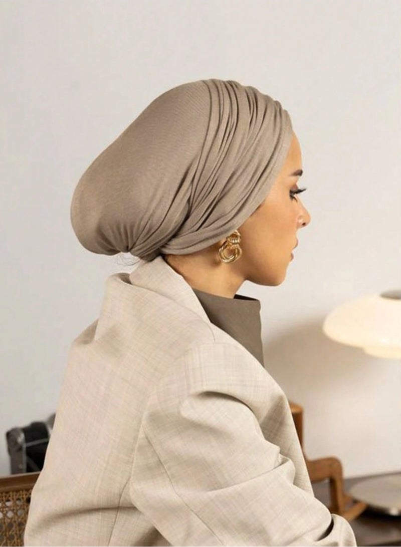 1PC Women Solid Color Hijab,Adjustable Styles, Stretch Headband Turban, Soft Breathable Cotton Fabric Comfortable For Daily Headscarf - Image 1