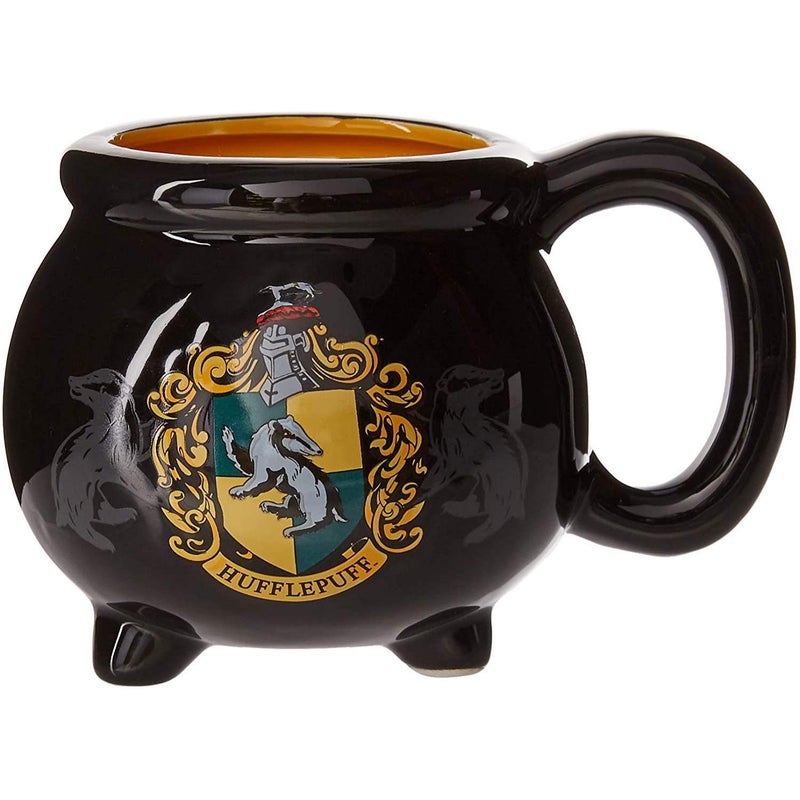 Silver Buffalo Harry Potter House Hufflepuff Crest Cauldron Ceramic 3D Sculpted Mug 20 oz