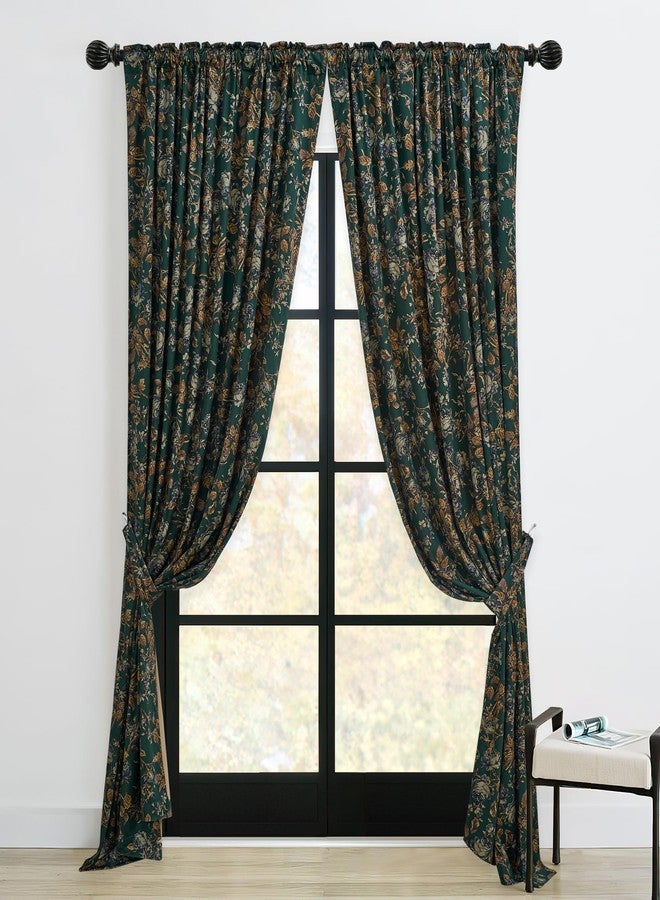 StangH Green Velvet Curtains with Printed Floral, Vintage Flower Patterned Curtains 102 inches Long Vertical Room Darkening Thermal Insulated Drapes for Home Office, W52 x L102, 2 Panels - Image 3