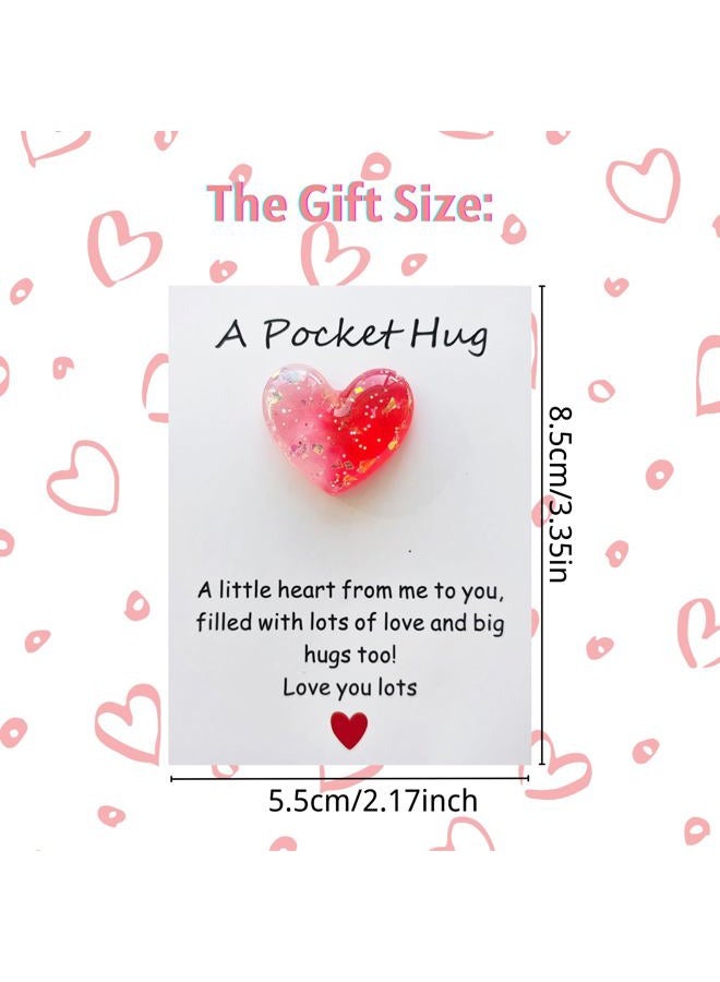 YOJO Pocket Hug Heart with Greeting Cards, Little Heart Pocket Hug Token, Long Distance Relationship Gifts, Thinking of You Gifts for Women Men, I Love You Gifts for Him Her (White Red) - Image 2
