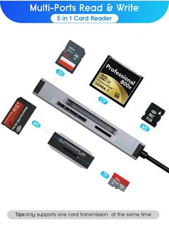 Yesido 5-in-1 Multi Memory Card Reader, Aluminum 3.0 SD/TF/CF/MS/M2/Micro SD Card Reader Adapter for i-Phone/i-Pad USB C and USB A Devices, No Application Required Plug and PlayV  - Image 4