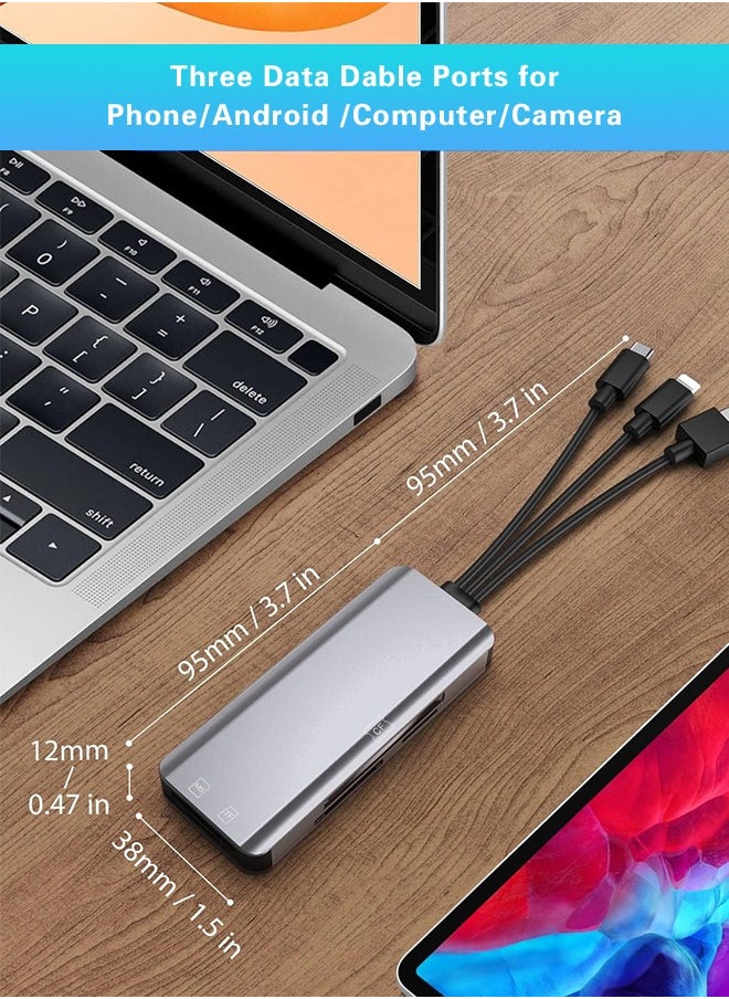 Yesido - 5-in-1 Multi Memory Card Reader, Aluminum 3.0 SD/TF/CF/MS/M2/Micro SD Card Reader Adapter for i-Phone/i-Pad USB C and USB A Devices, No Application Required Plug and PlayV - Image 1