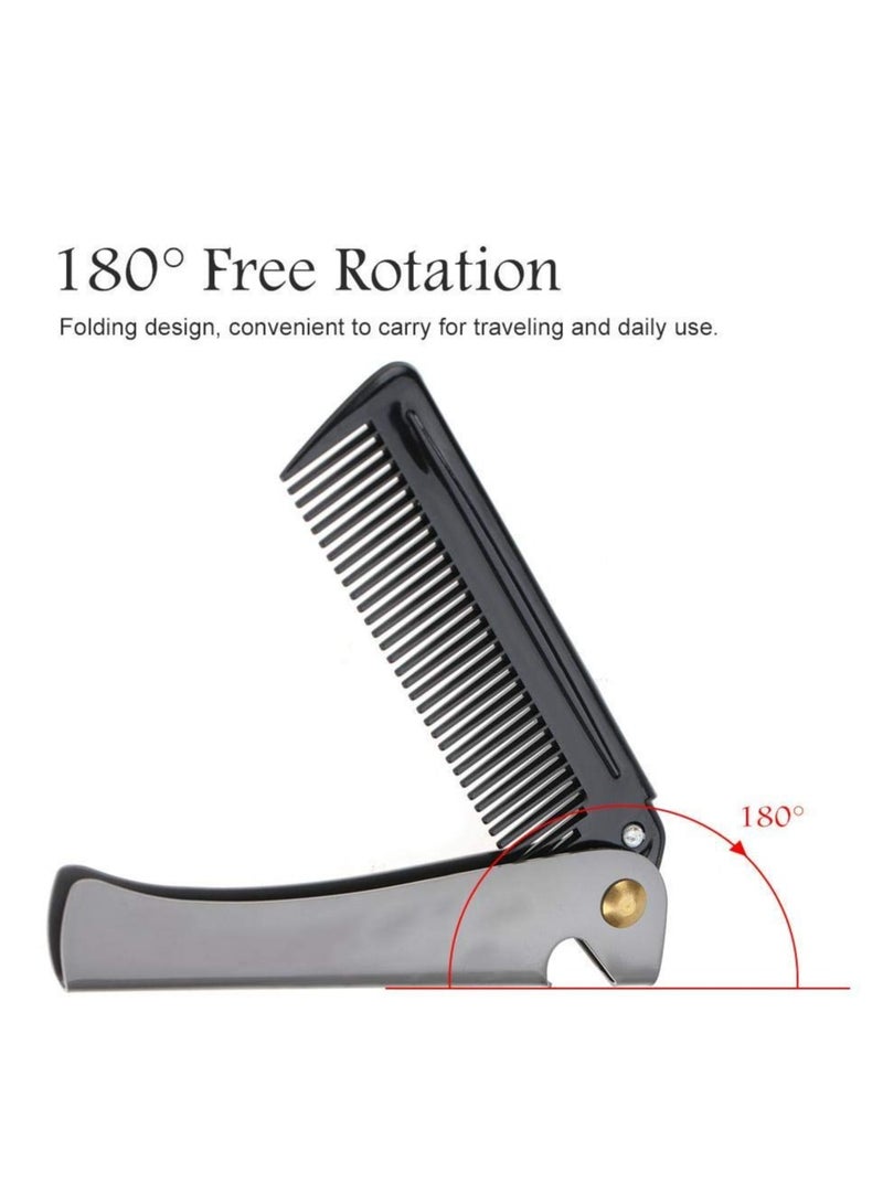 SYOSI Folding Beard Comb, Portable Stainless Steel Round Comb for Men, Folding Carrying Pocket Oil Hair Moustache Shaping Comb for Grooming Styling, Combing Hair, Beards and Mustaches - Image 4