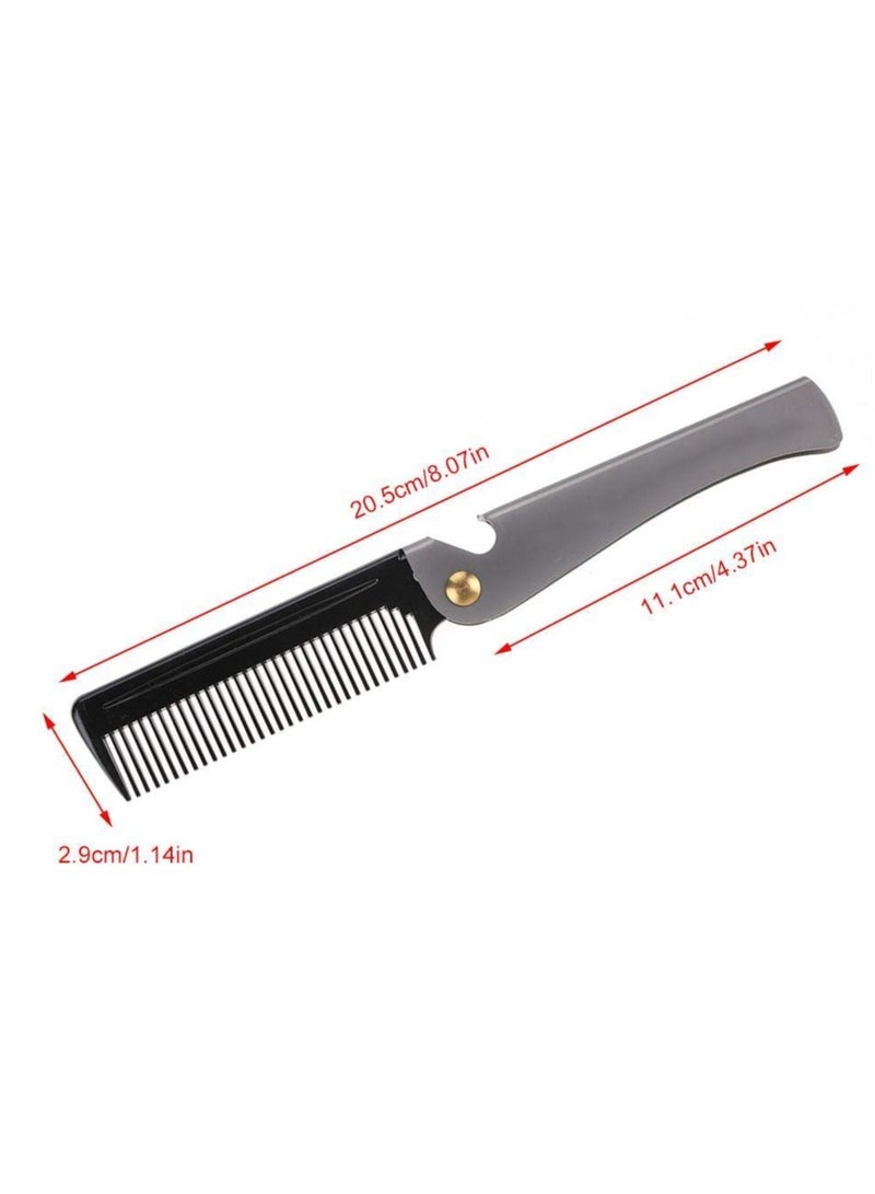 SYOSI Folding Beard Comb, Portable Stainless Steel Round Comb for Men, Folding Carrying Pocket Oil Hair Moustache Shaping Comb for Grooming Styling, Combing Hair, Beards and Mustaches - Image 5