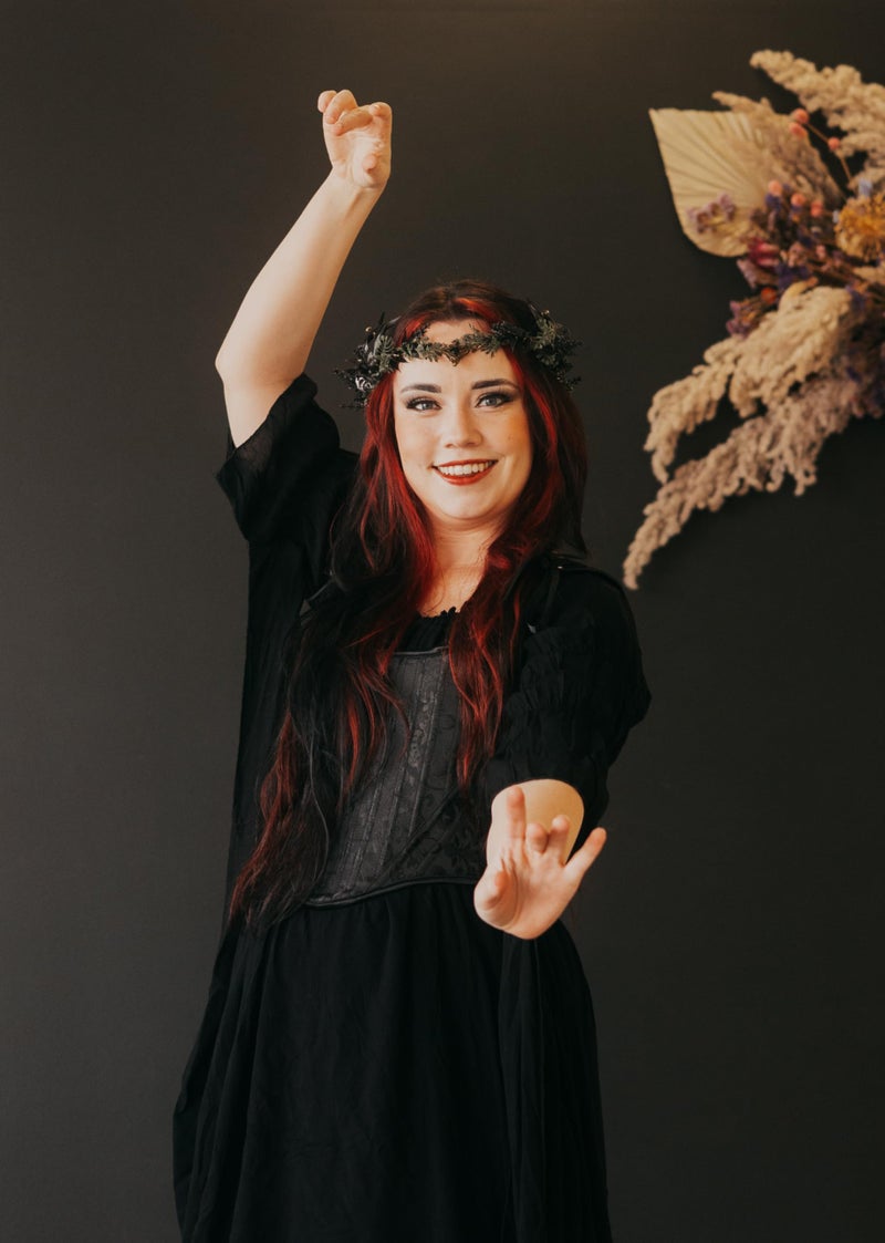 MOSTORY Light up Elf Crown - Black Antler Headpiece Gothic Flower Circlet Elven Woodland Tiara for Women Renaissance Fair Cosplay Halloween Costume Photo Shoot - Image 3