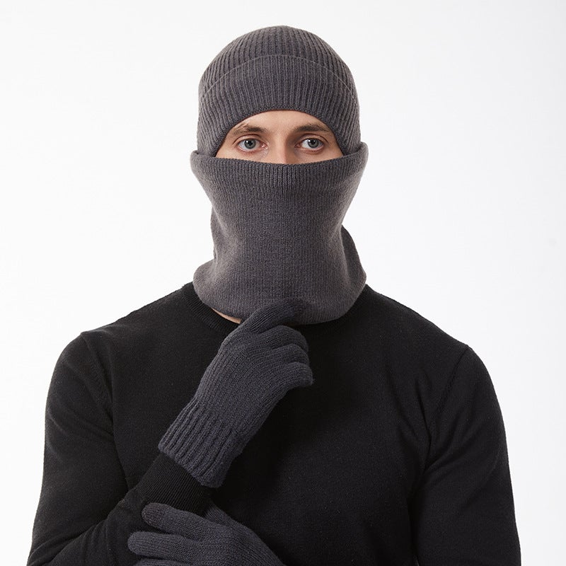 Winter Velvet Warm Hat, Neck Scarf And Gloves Three-Piece Set Special Anti-Cold And Wind-Resistant Ear Protection Knitted Hat - Image 4