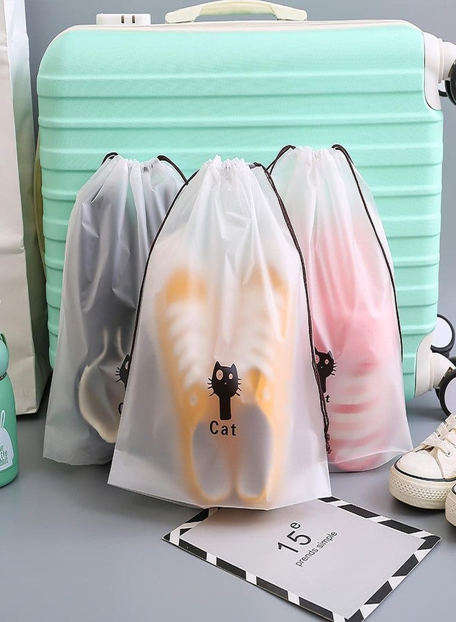 CUZWAVE Pack of 12 Waterproof Shoe Storage Bags | White Drawstring Shoe Covers for Travel & Closet | Dustproof Reusable Footwear Organizer Pouch for Men & Women - Image 4
