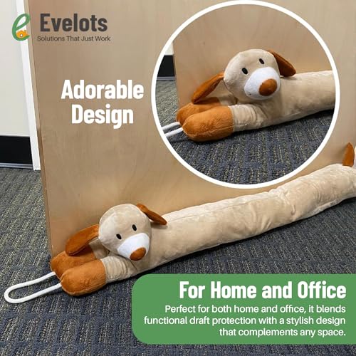 Evelots Under Door Dog Draft Stopper - Weighted - Keep Cold Air, Warm Air Out - Odor, Noise, Dust, Wind Blocker - Great for Window - Full 38 Inch Long - Heavy Duty Cute Puppy - Hanging Loops - Image 2