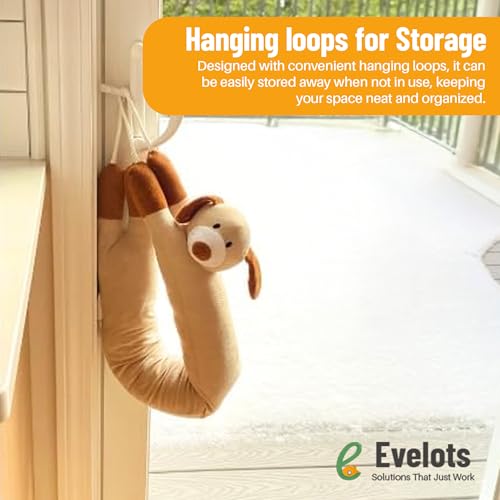 Evelots Under Door Dog Draft Stopper - Weighted - Keep Cold Air, Warm Air Out - Odor, Noise, Dust, Wind Blocker - Great for Window - Full 38 Inch Long - Heavy Duty Cute Puppy - Hanging Loops - Image 5