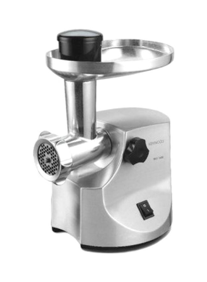 KENWOOD Food Mincer, 2Kg Per Minute, Metal Body, Meat Mincer, 3 Stainless Steel Mincer Screens, Kibbeh Maker, Sausage Maker, Feed Tube Pusher, Reverse Function 1 kg 1600 W MG510008 Silver - Image 1