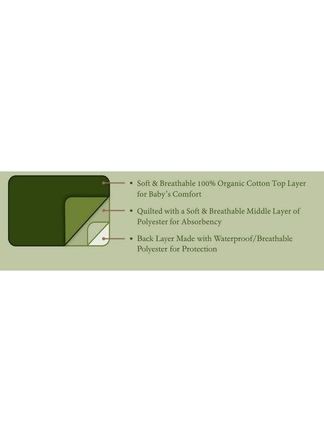 TL Care 2 Pack Waterproof Quilted Playard Changing Table Protector Pads Made with Organic Cotton Top Layer, 23" x 12" - Image 2
