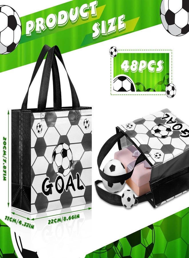 SilTriangle 48 Pcs Soccer Party Favor Bags Soccer Treat Bags Reusable Gift Handbag with Handle Sports Ball Theme Goodie Candy Snack Handbag Birthday Party Favors(Cute Style) - Image 2